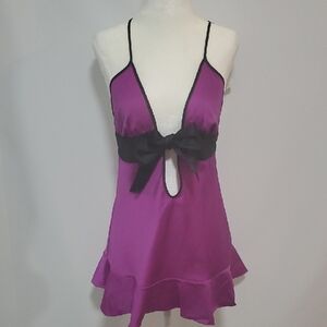 Elegant Purple Baby Doll with Black Bow